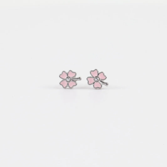 Παιδικά σκουλαρίκια καρφωτά με ζιργκόν Mar and Mar Lucky Clover (Silver) Kids από ανοξείδωτο ατσάλι