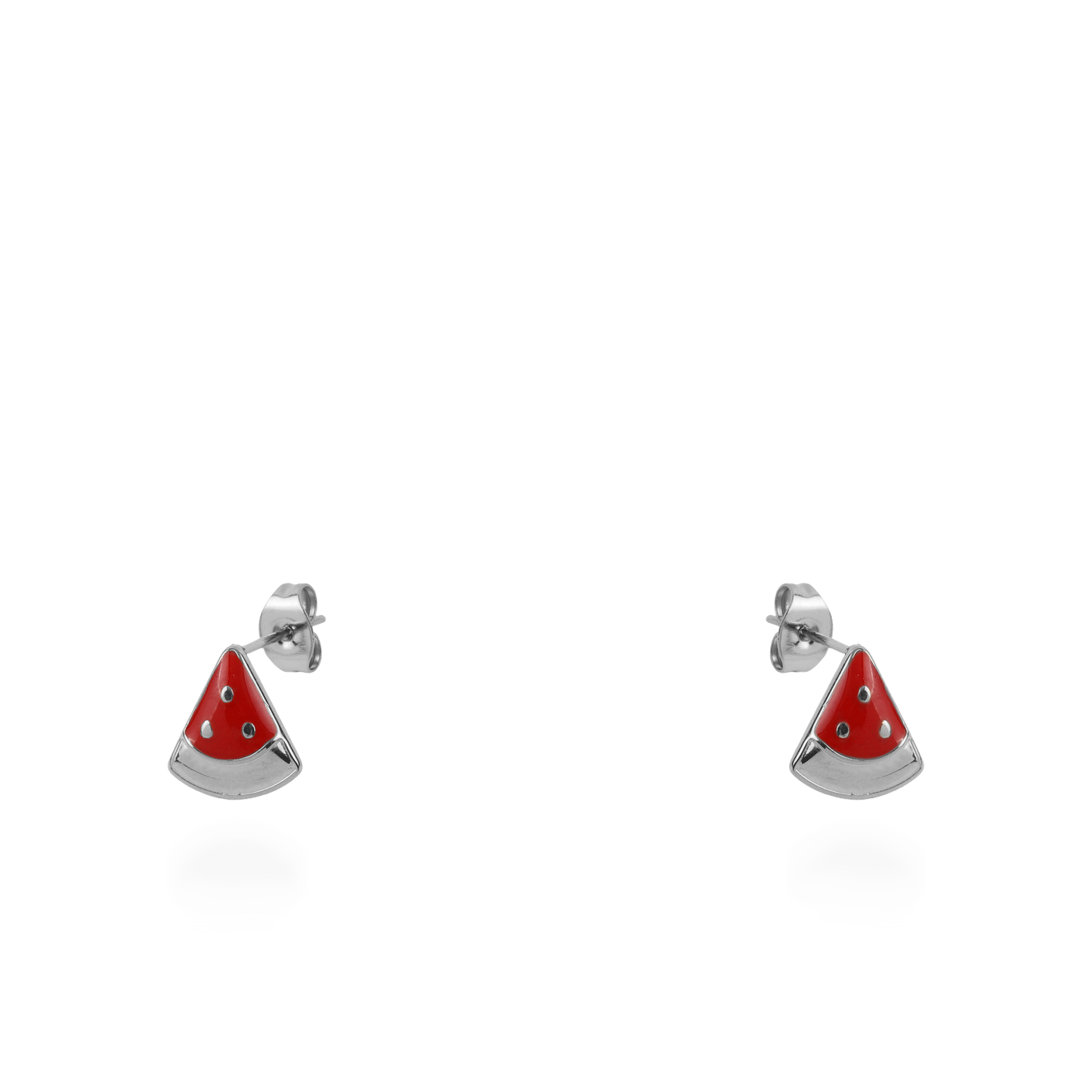 Σκουλαρίκια καρφωτά καρπούζι Mar and Mar Watermelon (Silver) από ανοξείδωτο ατσάλι