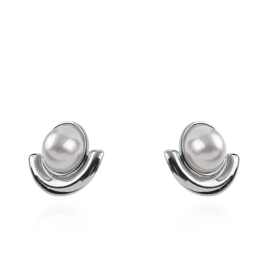 Σκουλαρίκια καρφωτά με πέρλα Mar and Mar Lysda (Silver) από ανοξείδωτο ατσάλι