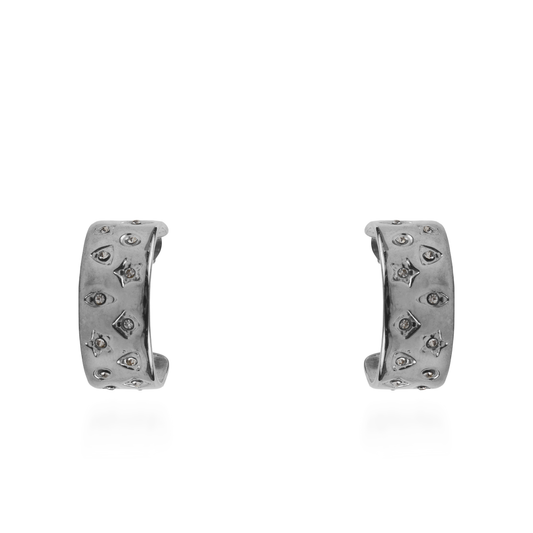 Σκουλαρίκια κρίκοι με ζιργκόν Mar and Mar Zelestry (Silver) από ανοξείδωτο ατσάλι