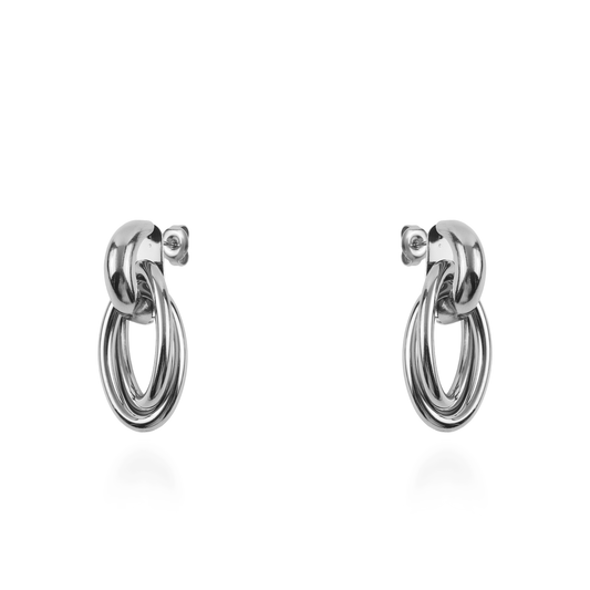 Σκουλαρίκια κρεμαστά Mar and Mar Calisty Oval (Silver) από ανοξείδωτο ατσάλι