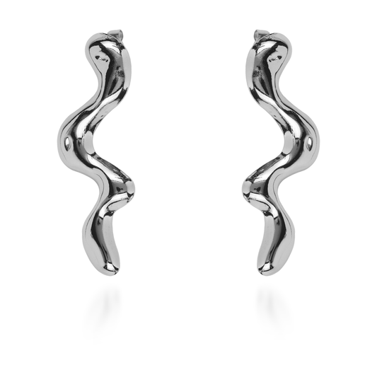 Σκουλαρίκια κρεμαστά Mar and Mar Wavie (Silver) από ανοξείδωτο ατσάλι
