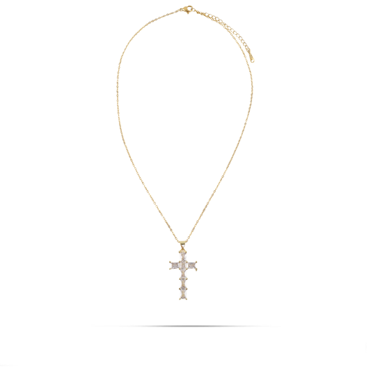 Κολιέ σταυρός με ζιργκόν Mar and Mar Leory από ανοξείδωτο ατσάλι