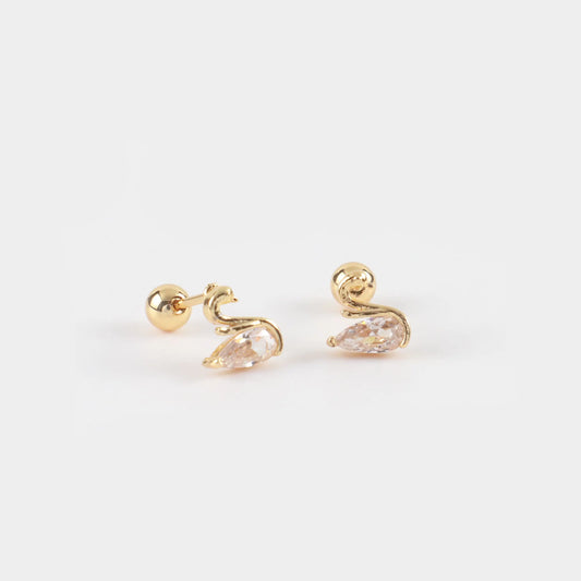 Σκουλαρίκια καρφωτά κύκνος με ζιργκόν Mar and Mar Swan Sparkle Kids από ανοξείδωτο ατσάλι