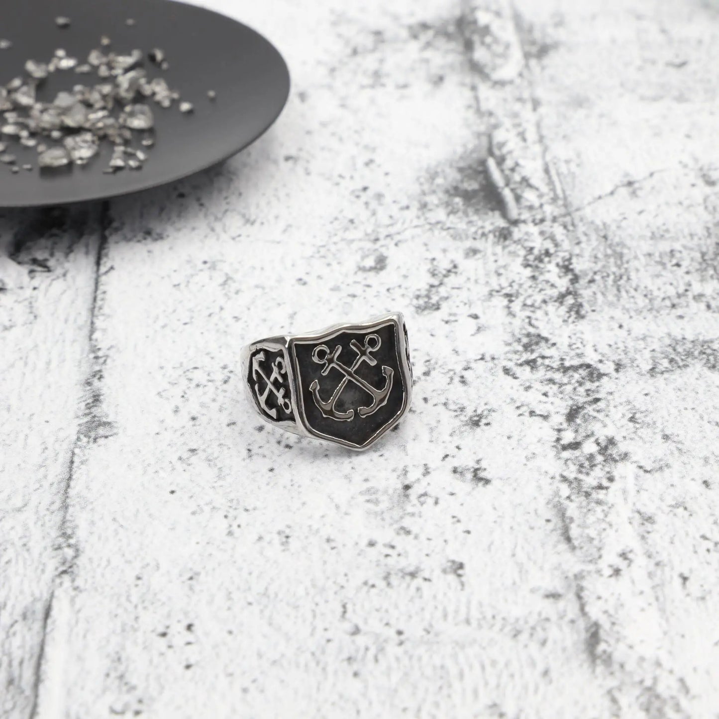 Ανδρικό δαχτυλίδι με διπλή άγκυρα Mar & Mar Double Anchor από ανοξείδωτο ατσάλι