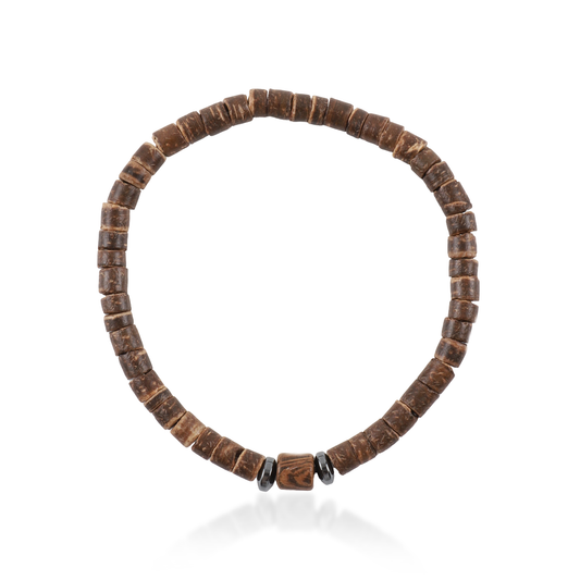 Ανδρικό χειροποίητο βραχιόλι Mar and Mar Liam με φυσικές ορυκτές πέτρες Αιματίτη και Φυσικό Ξύλο