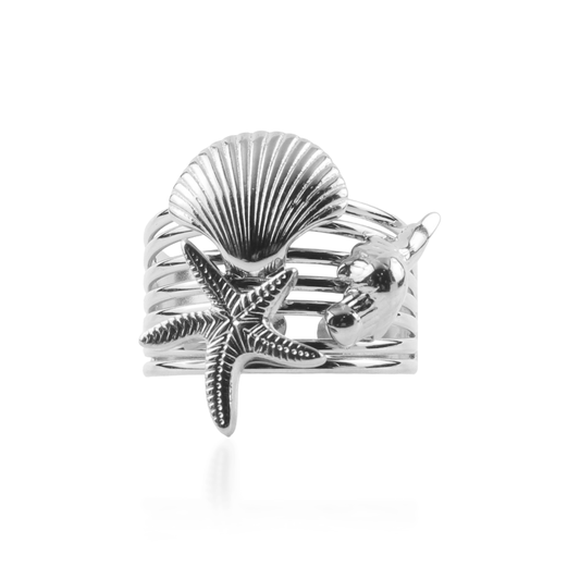 Γυναικείο δαχτυλίδι Mar and Mar Ocean Silver από ανοξείδωτο ατσάλι