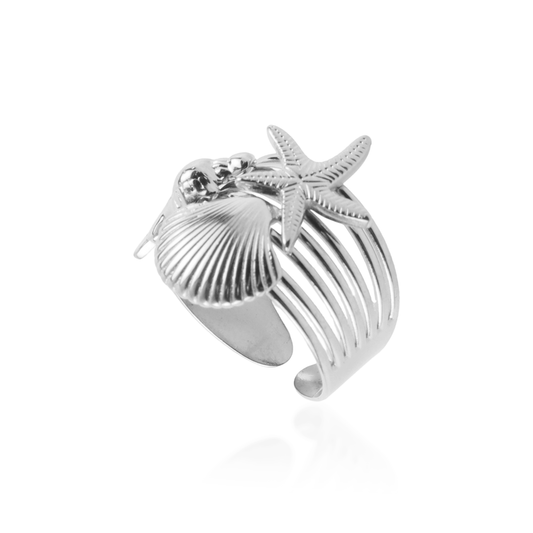 Γυναικείο δαχτυλίδι Mar and Mar Ocean Silver από ανοξείδωτο ατσάλι