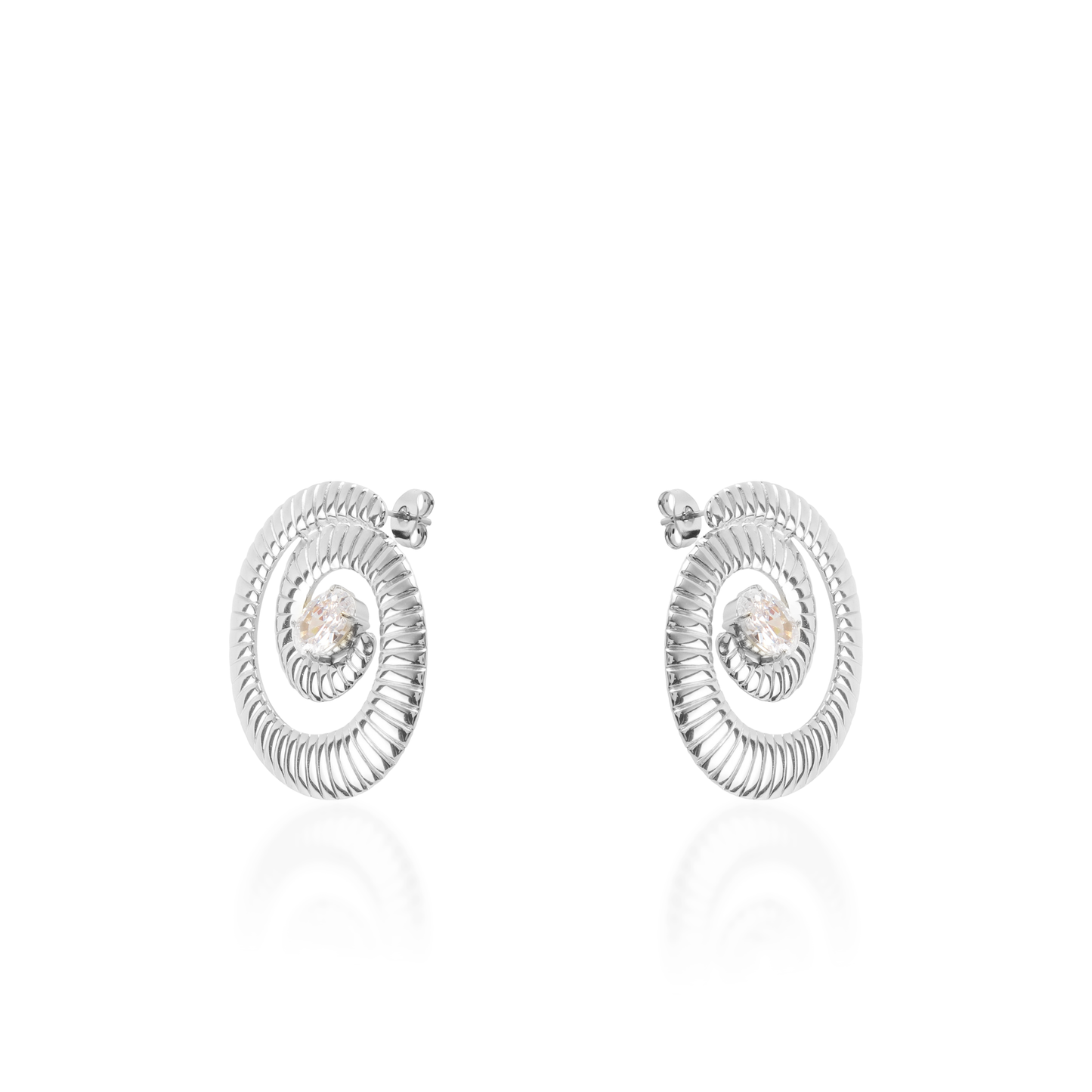 Σκουλαρίκια καρφωτά με ζιργκόν Mar and Mar Maze Sparkle Silver από ανοξείδωτο ατσάλι