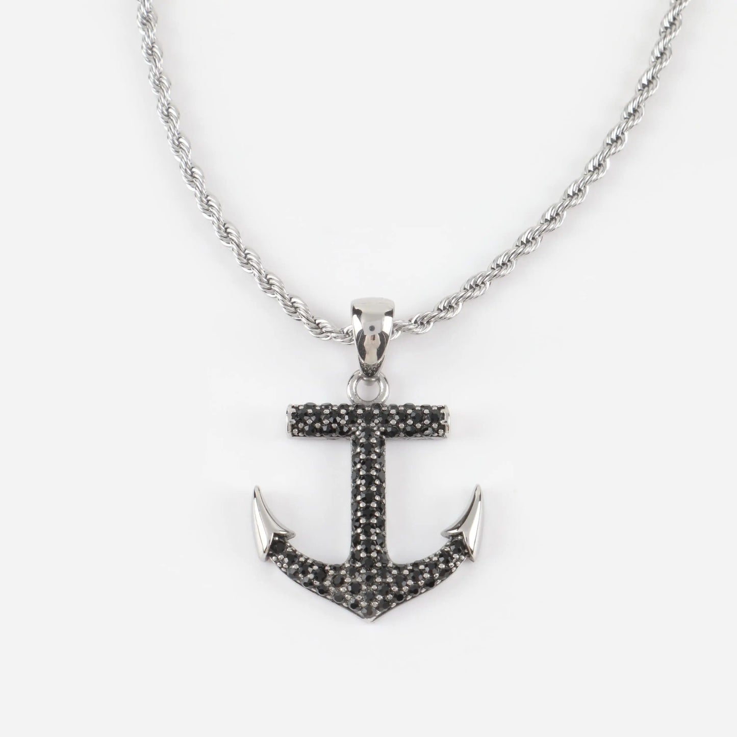 Ανδρικό κολιέ άγκυρα με πέτρες ζιργκόν Mar & Mar Anchor Sparkle από ανοξείδωτο ατσάλι