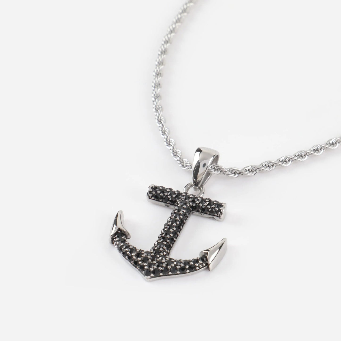 Ανδρικό κολιέ άγκυρα με πέτρες ζιργκόν Mar & Mar Anchor Sparkle από ανοξείδωτο ατσάλι