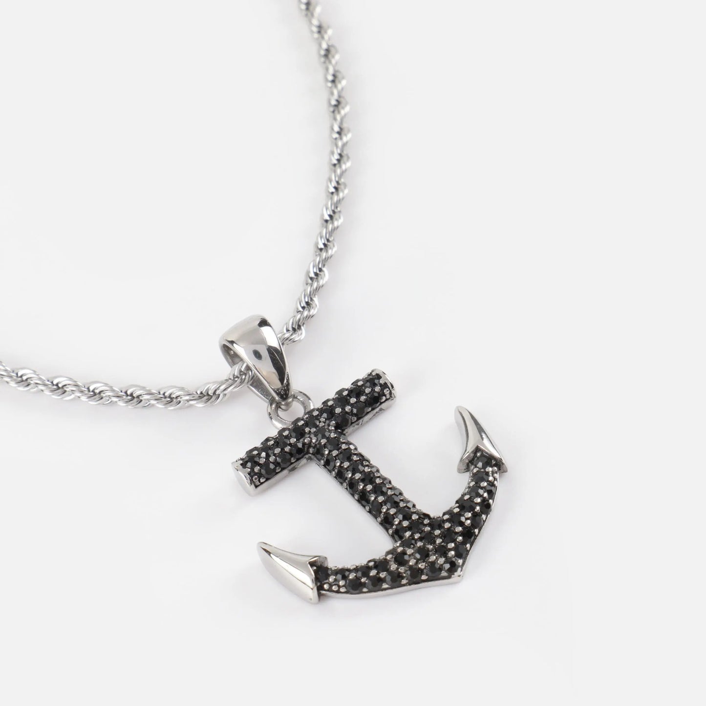 Ανδρικό κολιέ άγκυρα με πέτρες ζιργκόν Mar & Mar Anchor Sparkle από ανοξείδωτο ατσάλι