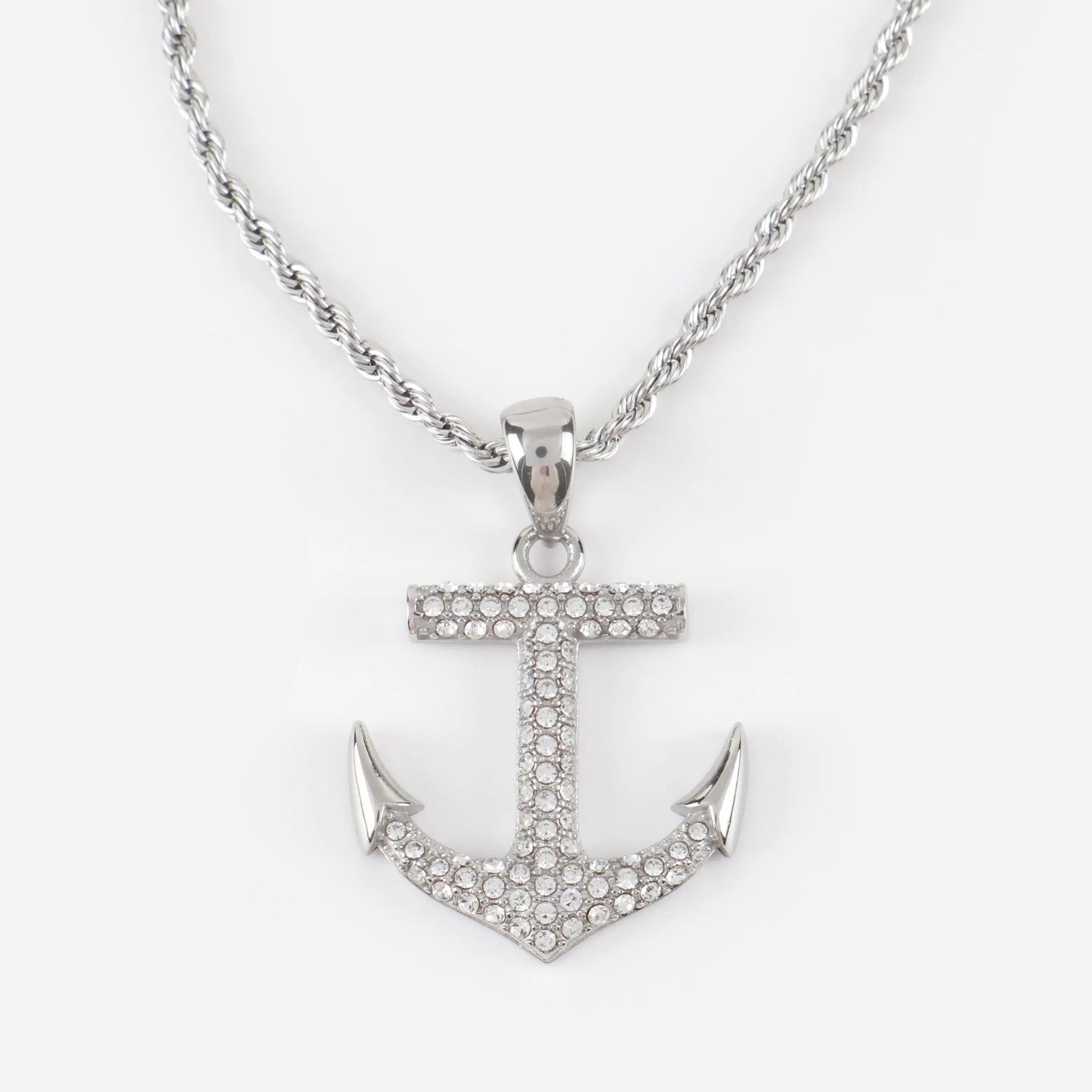 Ανδρικό κολιέ άγκυρα με πέτρες ζιργκόν Mar & Mar Anchor Sparkle από ανοξείδωτο ατσάλι