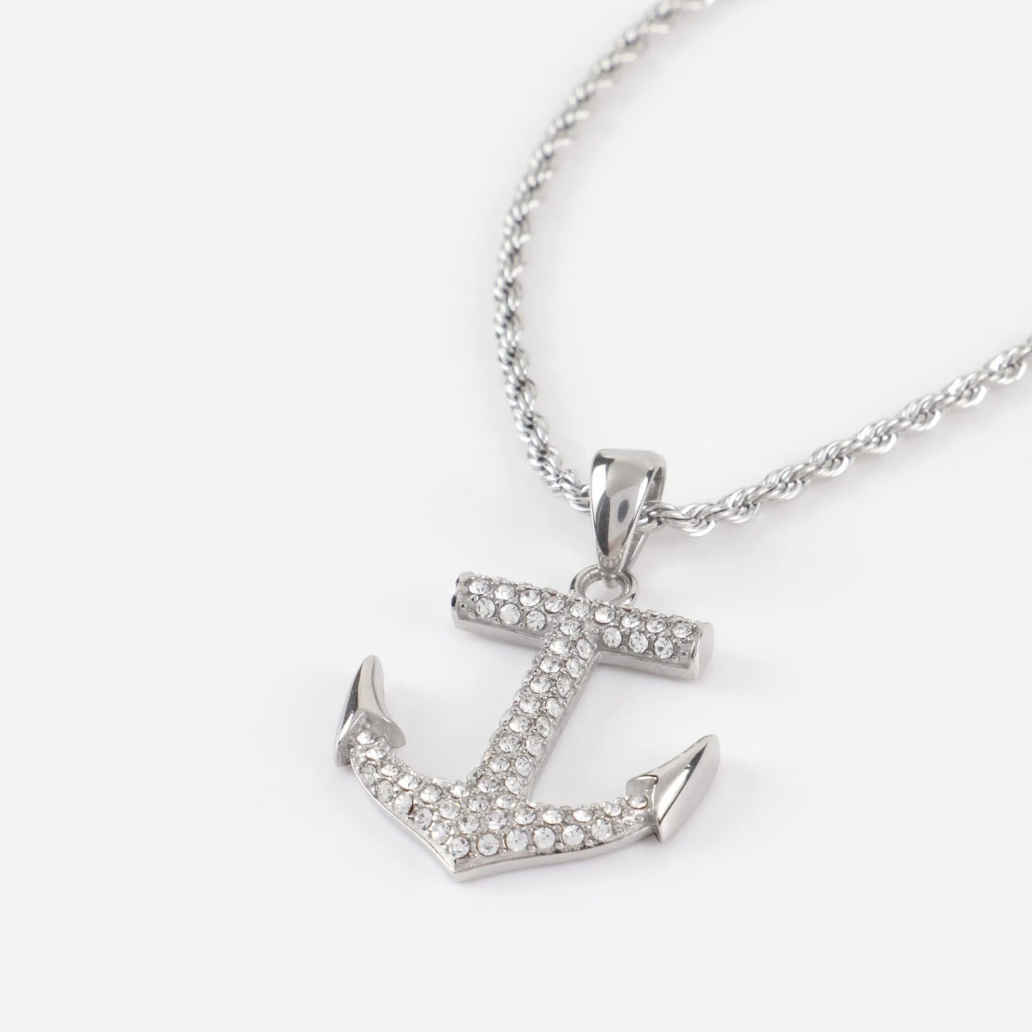 Ανδρικό κολιέ άγκυρα με πέτρες ζιργκόν Mar & Mar Anchor Sparkle από ανοξείδωτο ατσάλι