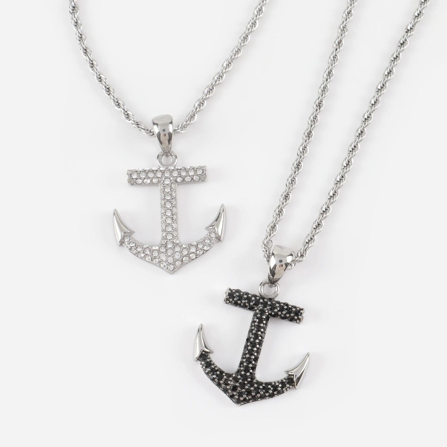 Ανδρικό κολιέ άγκυρα με πέτρες ζιργκόν Mar & Mar Anchor Sparkle από ανοξείδωτο ατσάλι