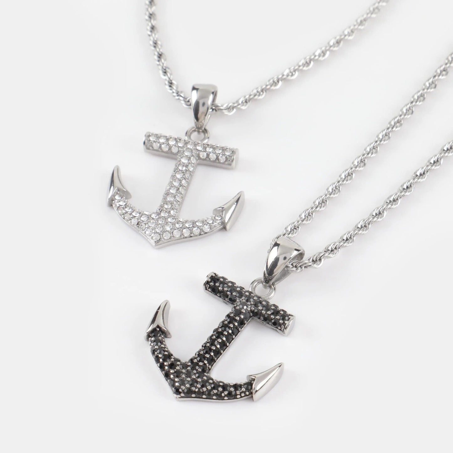 Ανδρικό κολιέ άγκυρα με πέτρες ζιργκόν Mar & Mar Anchor Sparkle από ανοξείδωτο ατσάλι
