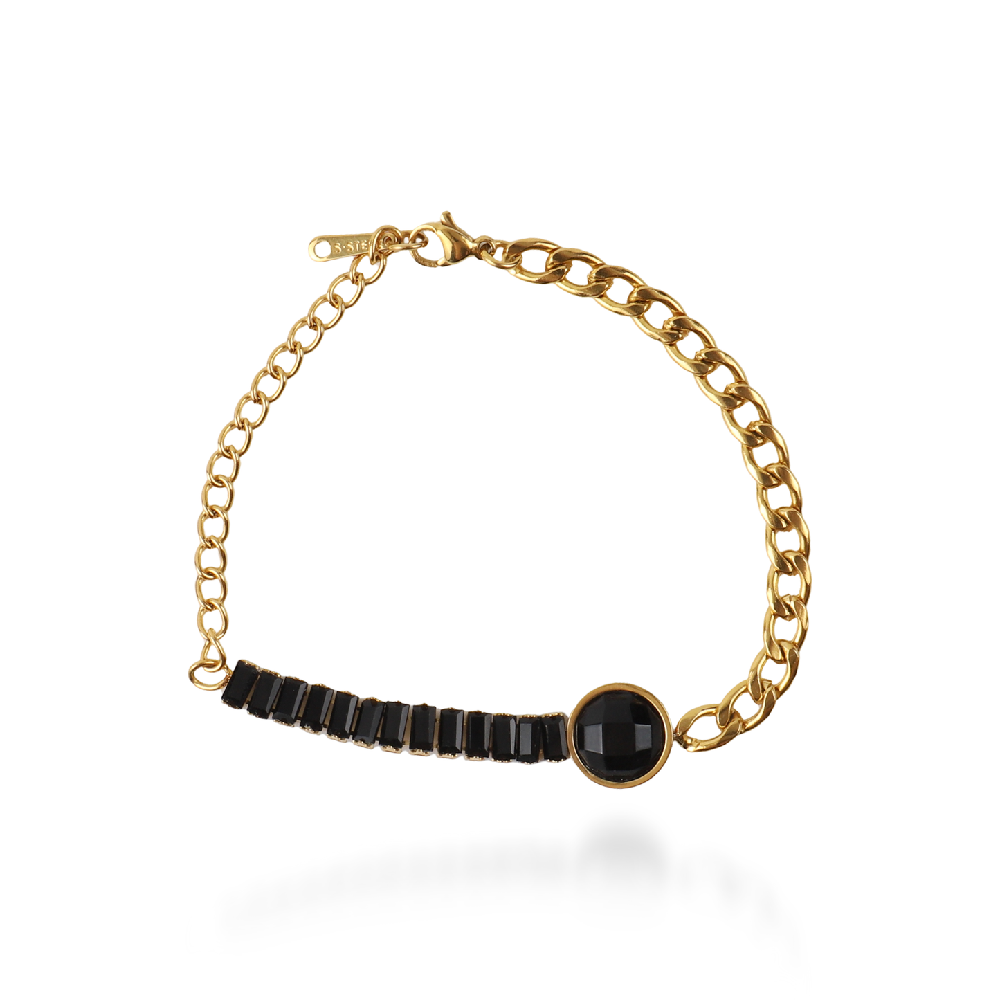 Βραχιόλι με ζιργκόν Mar and Mar Loretta (Black) από ανοξείδωτο ατσάλι