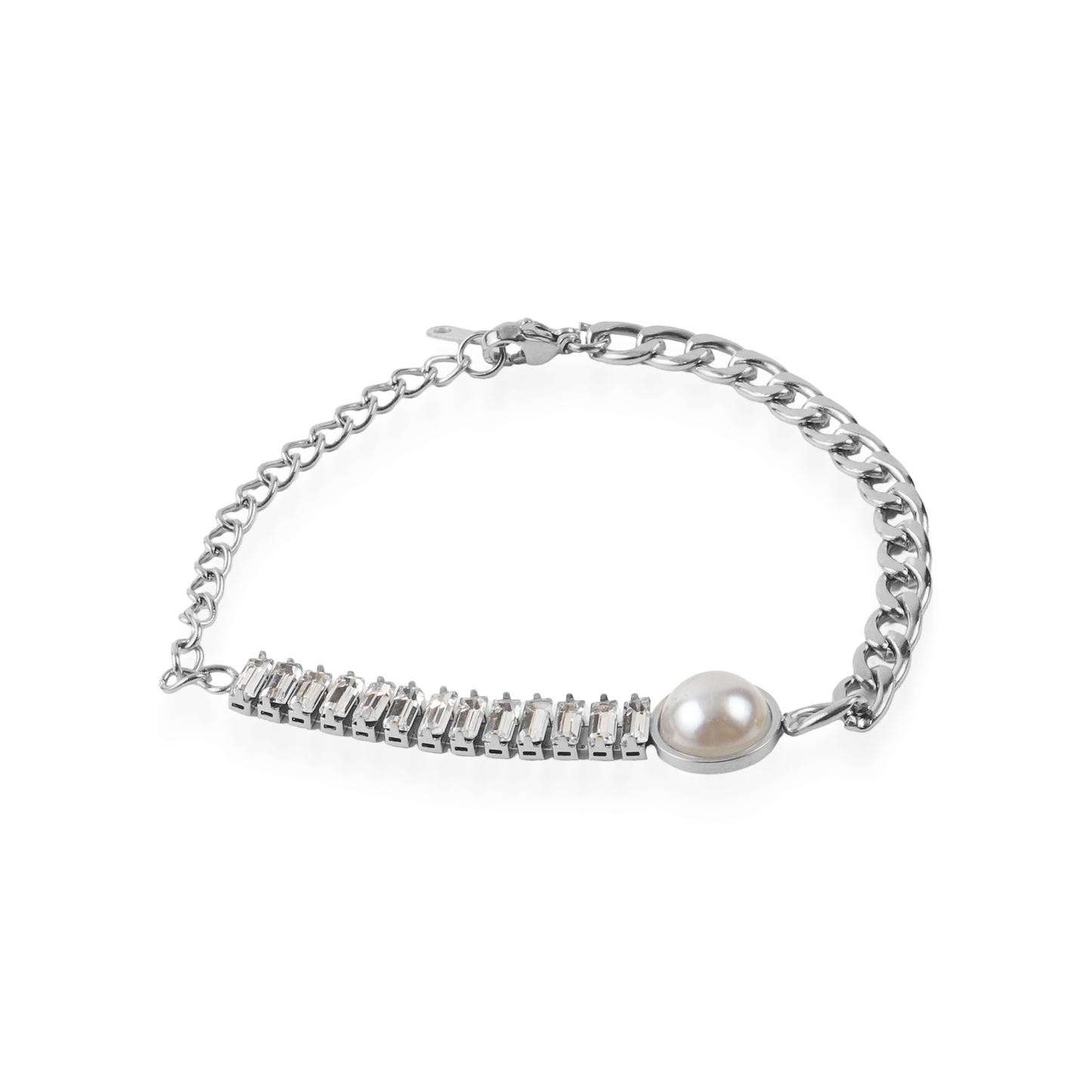 Βραχιόλι με ζιργκόν Mar and Mar Loretta Silver (White) από ανοξείδωτο ατσάλι