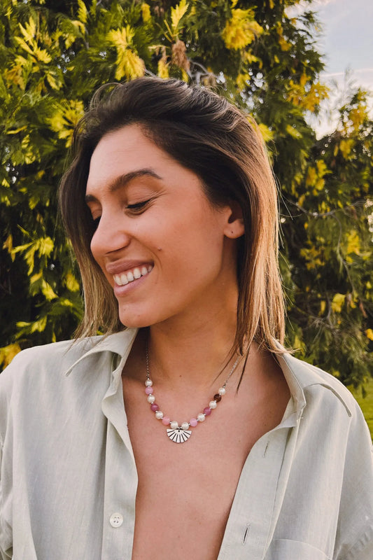 Κολιέ με πέρλες και χάντρες Mar and Mar Boho Summer (Silver) από ανοξείδωτο ατσάλι