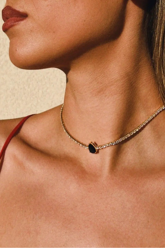 Κολιέ choker δάκρυ με πέτρες ζιργκόν Mar and Mar Renata Tennis (Blue)
