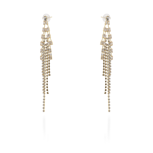 Σκουλαρίκια κρεμαστά με baguettes πέτρες ζιργκόν Javana