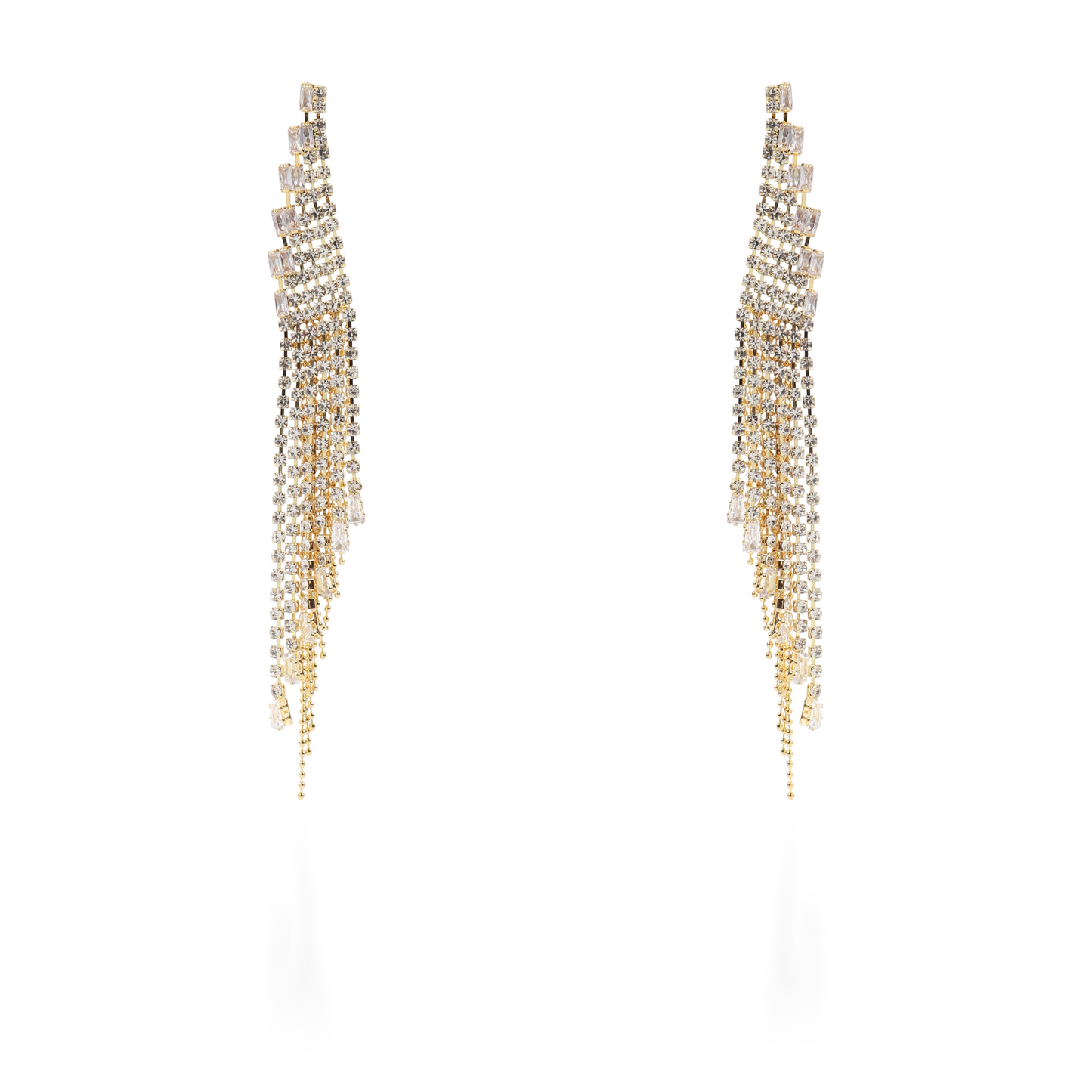 Σκουλαρίκια κρεμαστά με baguettes πέτρες ζιργκόν Mar and Mar Lorelei