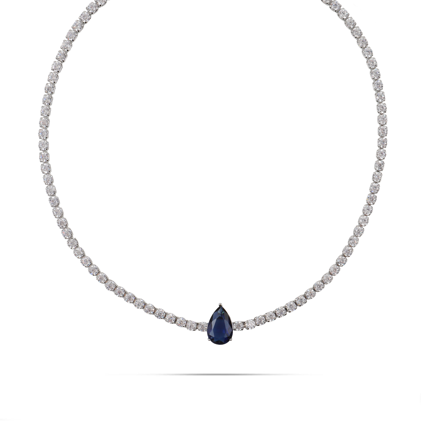 Κολιέ choker δάκρυ με πέτρες ζιργκόν Mar and Mar Renata Tennis (Blue) Silver