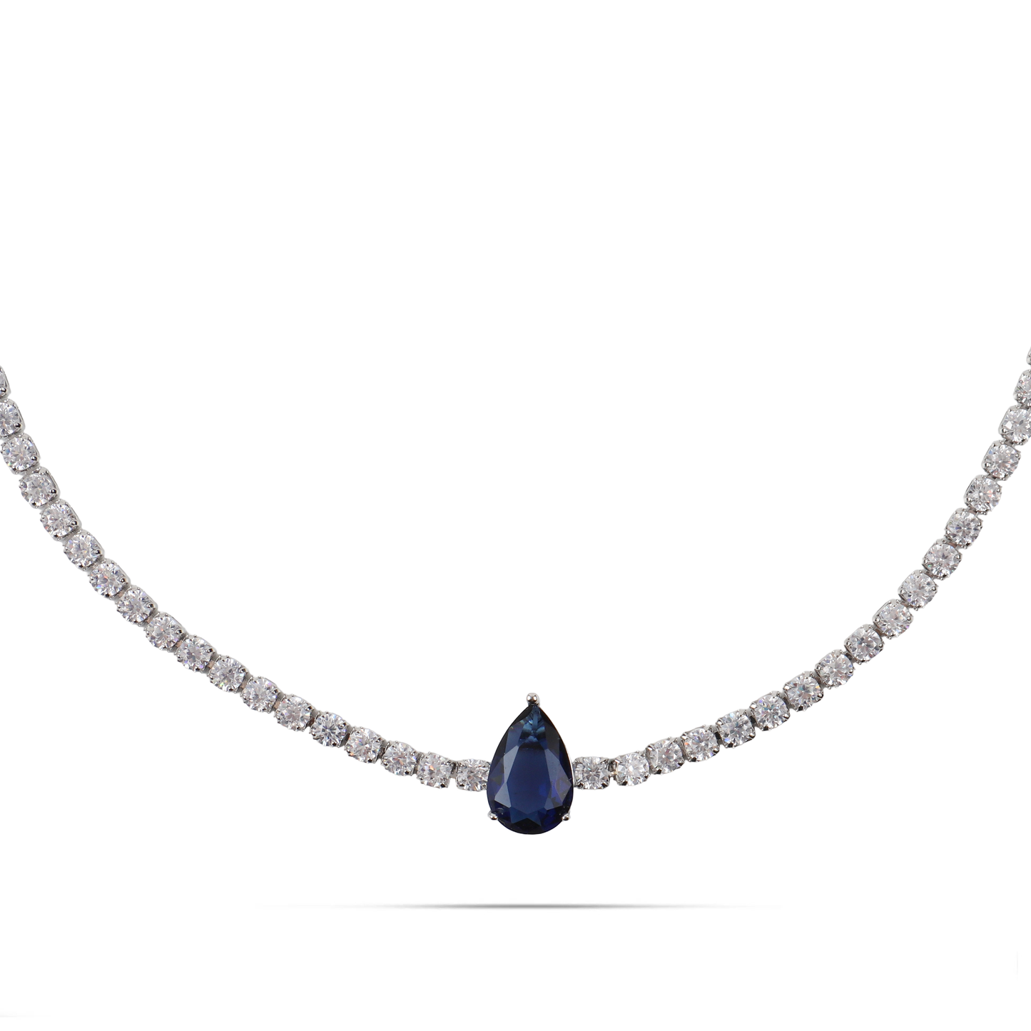 Κολιέ choker δάκρυ με πέτρες ζιργκόν Mar and Mar Renata Tennis (Blue) Silver