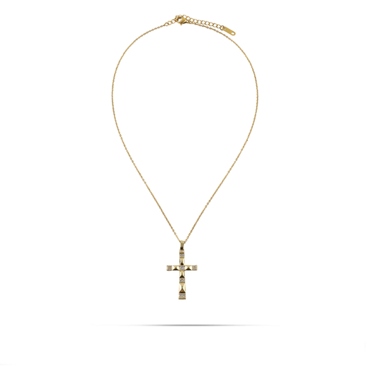 Κολιέ σταυρός με πέτρες ζιργκόν Mar and Mar Thalvire από ανοξείδωτο ατσάλι