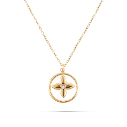 Κολιέ με πέτρα ζιργκόν Mar & Mar Jolanda IV (Gold) από ανοξείδωτο ατσάλι