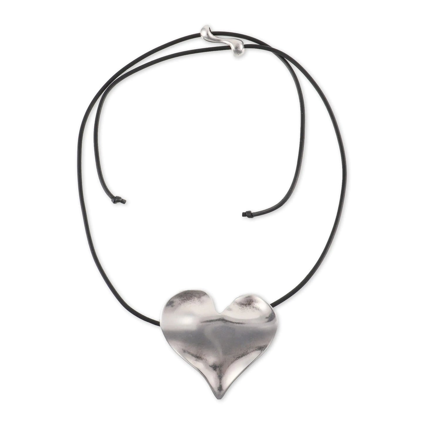 Γυναικείο επάργυρο κολιέ Choker με καρδιά και λάστιχο καουτσούκ Rosanna