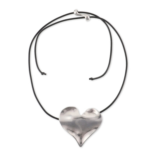 Γυναικείο επάργυρο κολιέ Choker με καρδιά και λάστιχο καουτσούκ Mar and Mar Rosanna