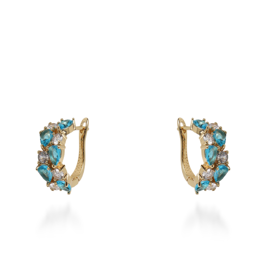 Σκουλαρίκια κρίκοι με πέτρες ζιργκόν Kailey (Light Blue)