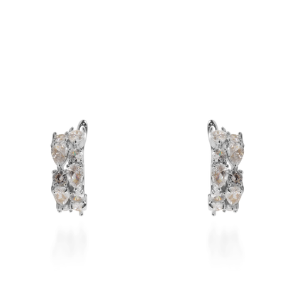 Σκουλαρίκια κρίκοι με πέτρες ζιργκόν Kailey Silver (White)