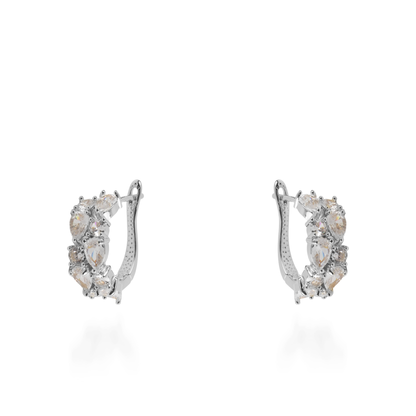 Σκουλαρίκια κρίκοι με πέτρες ζιργκόν Kailey Silver (White)