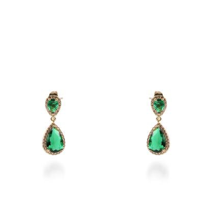 Σκουλαρίκια κρεμαστά με πέτρες ζιργκόν Diana (Green)