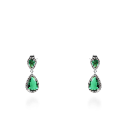 Σκουλαρίκια κρεμαστά με πέτρες ζιργκόν Diana (Green)