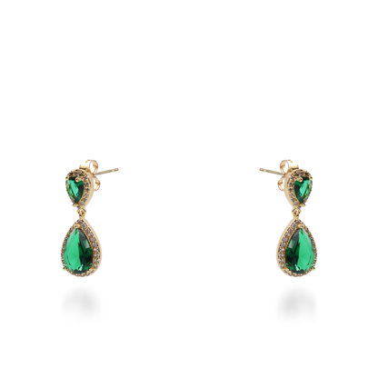 Σκουλαρίκια κρεμαστά με πέτρες ζιργκόν Diana (Green)