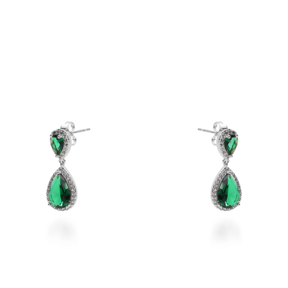 Σκουλαρίκια κρεμαστά με πέτρες ζιργκόν Diana (Green)