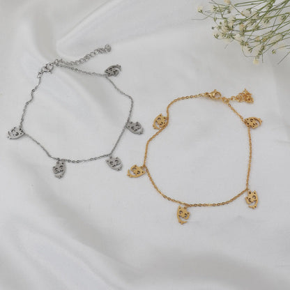 Αλυσίδα ποδιού με κουκουβάγια Mar & Mar Yalin Owl Anklet από ανοξείδωτο ατσάλι
