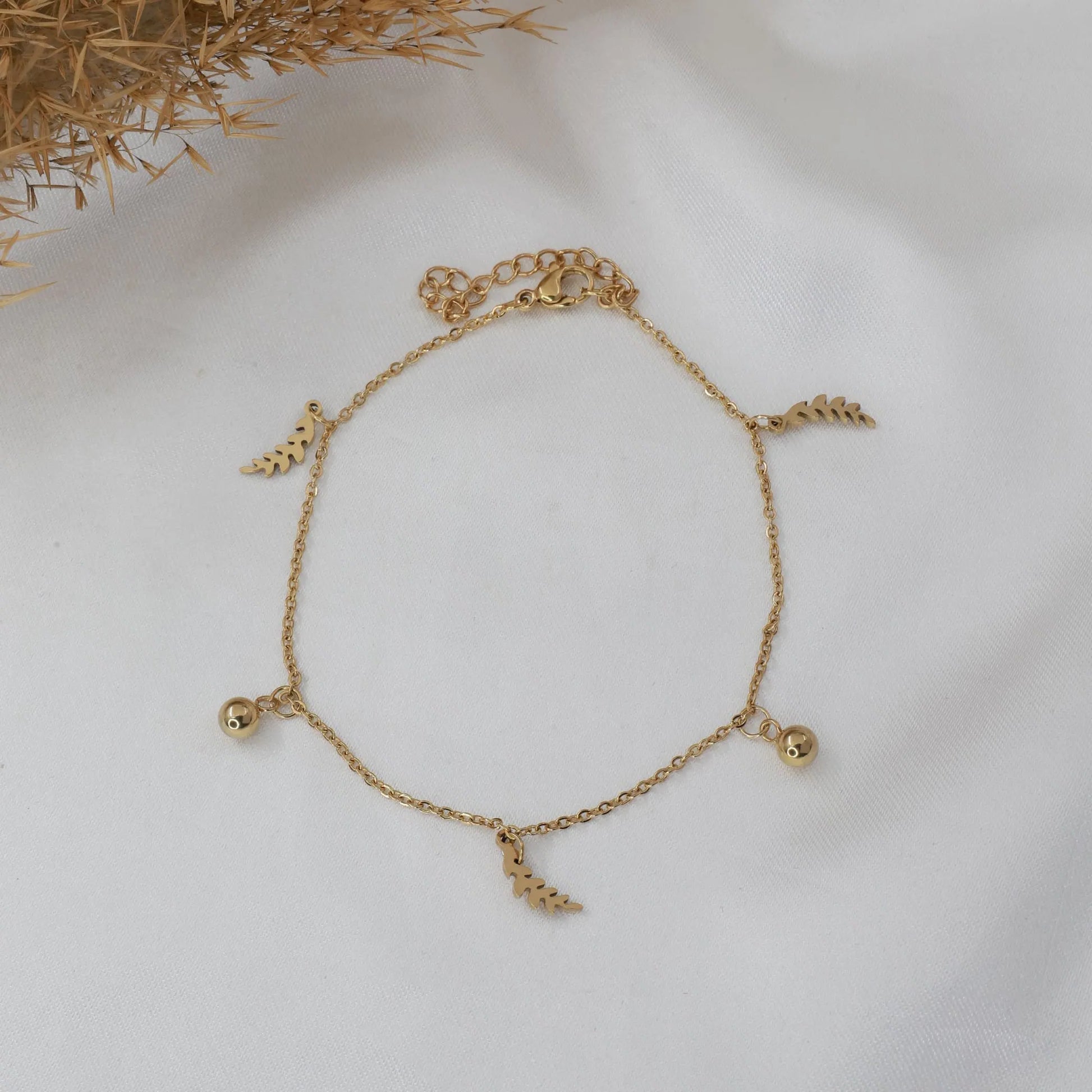 Αλυσίδα ποδιού με φύλλα Mar & Mar Yalin Leaf Anklet από ανοξείδωτο ατσάλι