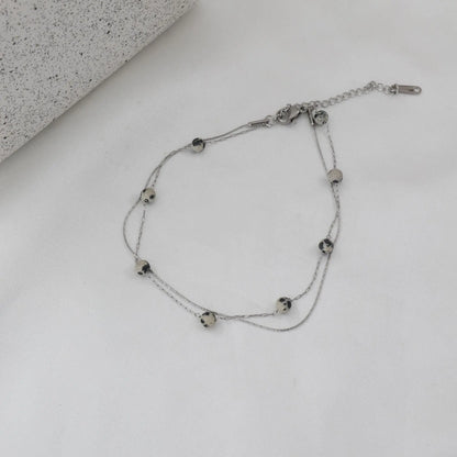 Αλυσίδα ποδιού διπλή με χάντρες Mar & Mar Carina Anklet από ανοξείδωτο ατσάλι