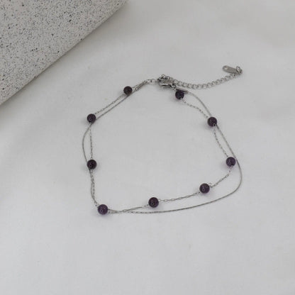 Αλυσίδα ποδιού διπλή με χάντρες Mar & Mar Carina Anklet από ανοξείδωτο ατσάλι