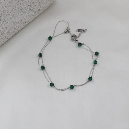 Αλυσίδα ποδιού διπλή με χάντρες Mar & Mar Carina Anklet από ανοξείδωτο ατσάλι