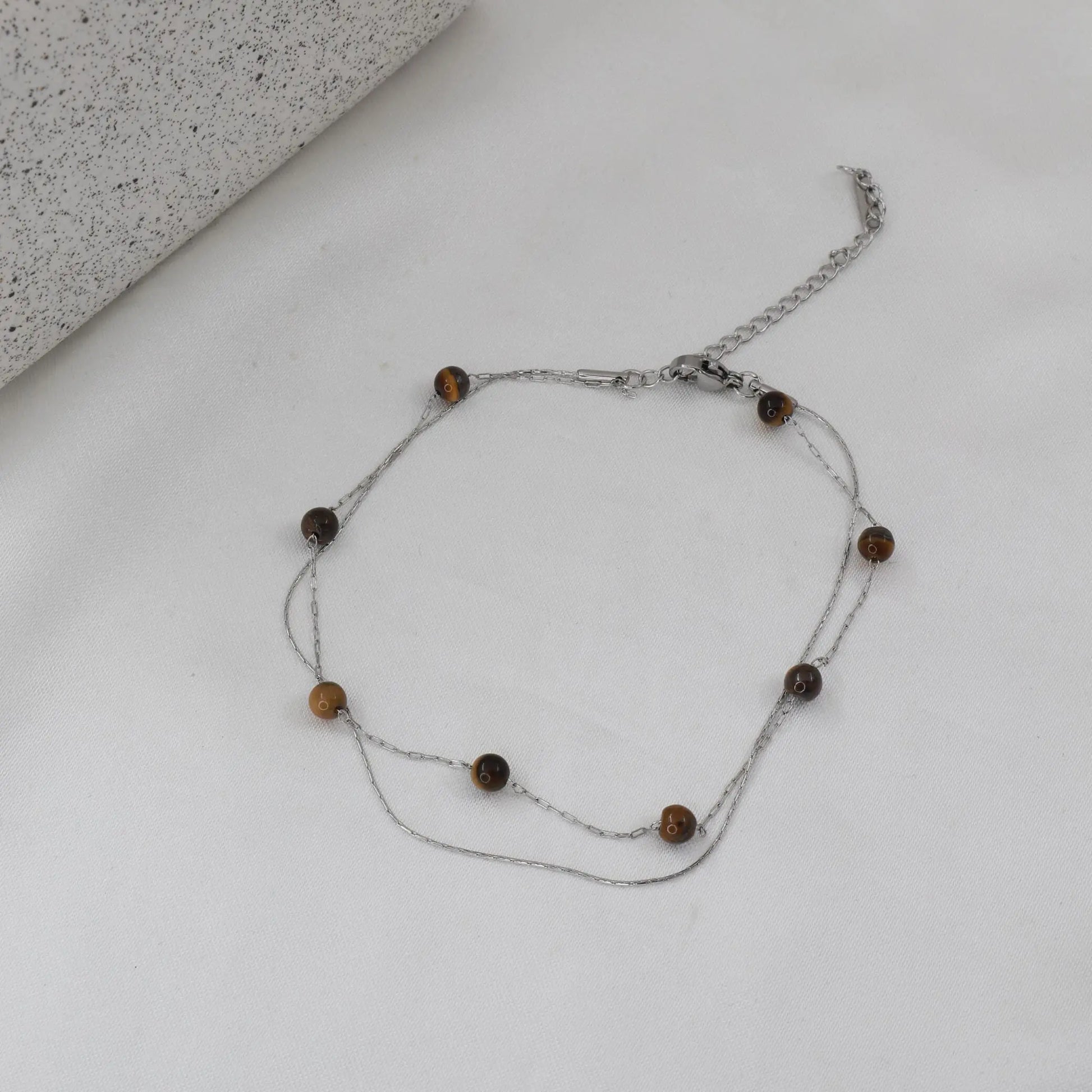 Αλυσίδα ποδιού διπλή με χάντρες Mar & Mar Carina Anklet από ανοξείδωτο ατσάλι