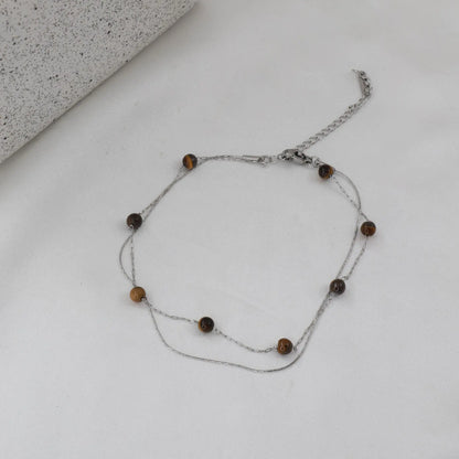 Αλυσίδα ποδιού διπλή με χάντρες Mar & Mar Carina Anklet από ανοξείδωτο ατσάλι
