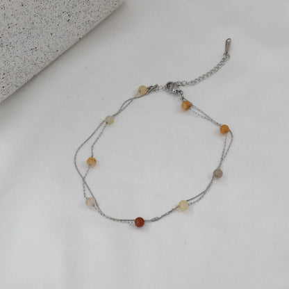 Αλυσίδα ποδιού διπλή με χάντρες Mar & Mar Carina Anklet από ανοξείδωτο ατσάλι