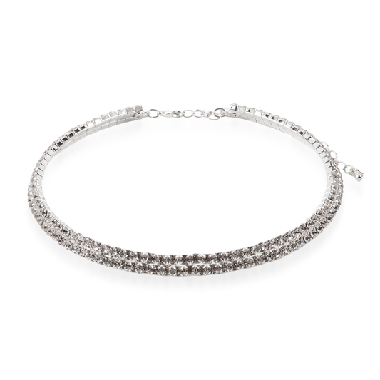 Choker με πέτρες ζιργκόν σε λευκό χρώμα Mar and Mar Tennis Double Choker