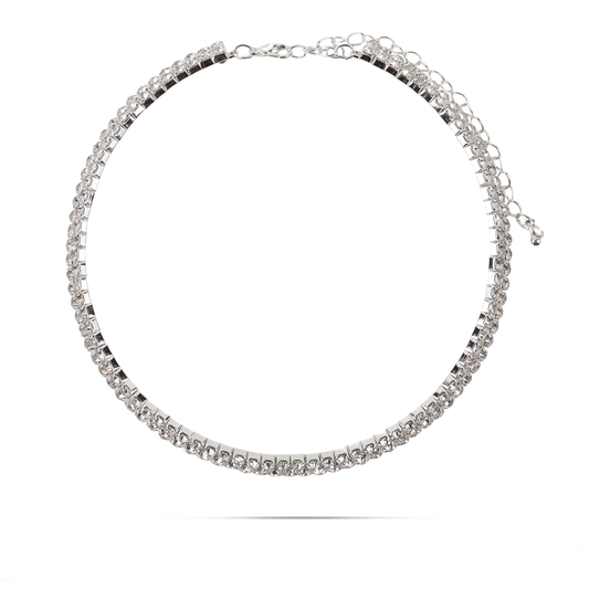 Choker με πέτρες ζιργκόν σε λευκό χρώμα Mar and Mar Tennis Double Choker