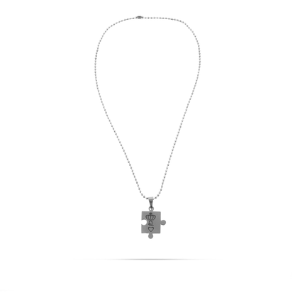 Κολιέ κομμάτια παζλ Mar and Mar Puzzle K and Q (Silver) από ανοξείδωτο ατσάλι